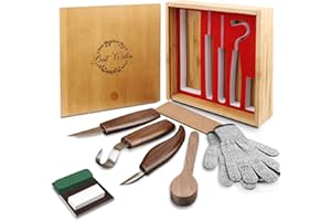 JANE CHOI Set di strumenti per intagliare il legno, 11 in 1, kit di strumenti per intagliare il legno, per principianti, include coltello da intaglio
