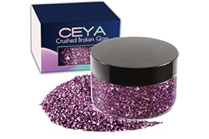 Ceya zerkleinertes unregelmäßiges Glas, 5.3oz/150 g royalviolett, metallische Kristall-Chips, gebrochenes Glas, Glitzer, 2–4 mm, Bastelglitzer für Nagelkunst, Epoxidharz, Untersetzer, Handyhülle
