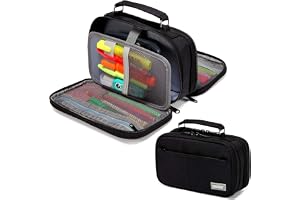 VASCHY Pencil Case, Large Pencil Pouch with Compartments for Middle School,Work,Office Pen Organizer Holder School Supply Black