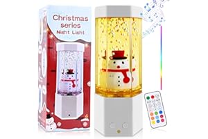 Ambesty Lampada Lava, Natale Lampada Acquario, Lampada Lava Pupazzo di Neve, Luce Notturna del Pupazzo di Neve di Natale con Rumore Bianco,16 Colori Lampada Decorativa Rilassante per Adulti e Bambini