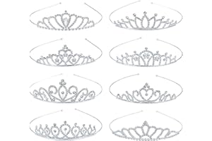 Yoosit 8 Pack Birthday Tiaras for Girls, Rhinestone Crystal Princess Crowns, Silver Headbands Tiara, Party Dance Homecoming Wedding Bridals Crown for Women Princess Tiaras for Girl Kids