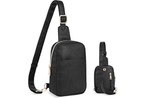 Wikay Crossbody Bag for Women Fashionable PU Leather Ladies Chest Bag Waterproof Sling Bag Crossbody Shoulder Chest Bag with Adjustable Shoulder Strap for School Travel Hiking Cycling Work