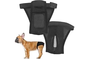 LeerKing 2er Pack Mesh Läufigkeitshose für Hündinnen waschbar Läufigkeitshöschen mit 6 Einlagen weibliche Hunde Läufigkeitshosen Hundewindeln Schwarz M