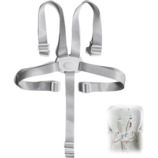 Harnais De Sécurité Rechange Chicco Gris - Pour Chaises Hautes Polly 2 En 1 Et Polly Magic - Pièce Originale