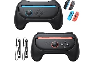 Kinwin Griffe für Nintendo Switch 2 (2025)/ Switch 1 & OLED Zubehör für JoyCon, Anti-Rutsch Controller Griffe Kit für Mario Kart World/8 Deluxe Spiele, NS2/NS1 Joypad Halter für JoyCon 2(Schwarz)