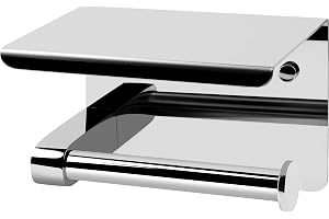 Cornat Toalettpappershållare – med hylla 143 x 100 mm – 2 olika monteringsalternativ med självhäftande dyna och borrning – fö