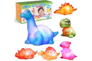 Tesoyzii Bath Toys, Gifts for 1 2 3 4 5 Year Old Boys Light Up Bath Toys Dinosaur Toys for Boys Toys age 1-5 Birthday Gifts for Kids Sensory Toys for Autism