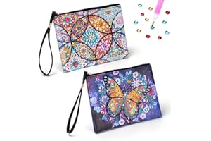 FLNLANO Zestaw do majsterkowania dla dziewczynek w wieku 6, 7, 8, 9, 10 lat, prezent 6-12 lat, 2 sztuki, dla chłopców w wieku 6-10 lat, mała kosmetyczka, malowanie diamentami, dla dzieci i dorosłych, kolorowa