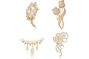 NCOALE Brosche Damen, 4 Stück Strass Cardigan Clip Vintage Broschen für Kleidung, Pullover Schal Strickjacke Antike Umhang Brosche für Partys Bankette Schal Kleidung Dekoriert