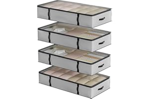 Oak & Tea 90L Aufbewahrungstaschen 4 Stück Großes Kleideraufbewahrungsboxen mit Deckel und Reißverschluss wasserdichte Umzugstaschen mit verstärkten Griffen und klarem Fenster 100x50x18cm