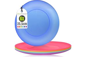 idea-station NEO piatti plastica rigida lavabili 6 x 25.5 cm - colorati - piatto plastica dura - set di piatti perfetto per compleanni o campeggio