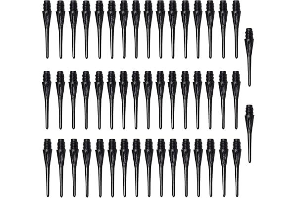 DHWEKU 50 Pièce Pointes de Fléchettes en Plastique, Embouts de Fléchettes en Plastique, Pointe de Fléchette Souple, Professionnel Bout Fléchettes, Filetage 2BA, pour Fléchettes Électroniques,Noir