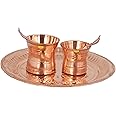 Shiv Shakti Arts® 100% Pure Copper Pooja Om Plate with Copper Punch Patra & Achmani Spoon Set for Poojan Purpose(Small & Big)