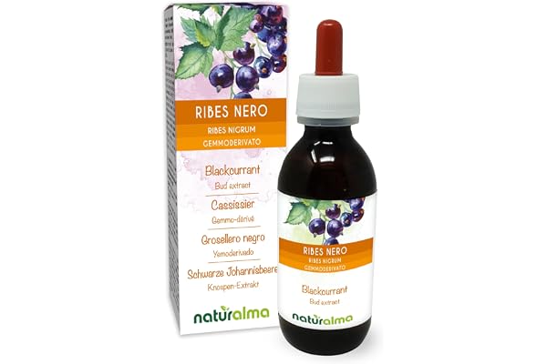 Cassissier (Ribes nigrum) Gemmo-dérivé sans alcool à base de bourgeons frais Naturalma - Extrait liquide gouttes 120 ml - Complément alimentaire - Végétalien ou végan