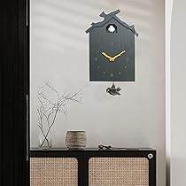 Gsycle Koekoeksklok wandklok, Scandinavische stijl, koekoeksklok, modern, mini-vogelstemmen, slinger, Cuckoo-klok voor kunst, thuis, woonkamer, kantoordecoratie (groen