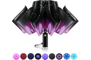 Trenovo Kompakt Reiseschirm - Automatik Sturmfest Regenschirm für Regen, Winddicht Taschenschirm mit 10 Rippen, Regenschirm mit Umgekehrter Faltung Damen und Herren