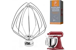 PQPO Accesorio de látigo de acero inoxidable de 6 cables compatible con batidora Kitchen Aid de 4.5 y 5 cuartos de galón