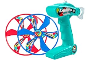 YUEMING Skyrocopter Jouet Volant avec Lanceurs et Disques, Hélice Twirly, Jeu Aérien pour Enfants de 3 Ans et Plus, Idéal pour Enfants et Adultes