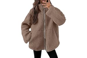 Vhersily 2025 Regal Women's Fleece Winter Warm with Zipper Short Bedroom Jacket without Hood Jackets Solid Color Plush Coat Comfortable Sherpa Fleece Jacket