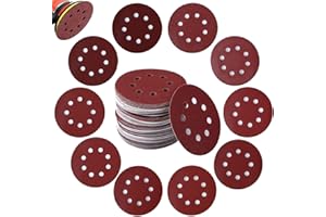 Disque de Ponçage, Gyvazla Lot de 100 Papier de Verre à Fixation en Nylonpour Ponceuse Excentrique Ø 125 mm Disques Abrasifs de 40/60/80/120/180/240/320/400/600/800 (10 disques par taille de grain)