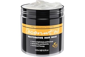 INGBEAR Hair Mask for Dry Damaged Hair, Deep Conditioning for Coloured Hair, Keratin Hair Coconut Oil Restorative Hair Masks for Women with Curly Hair 500ML