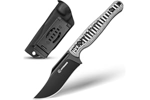 SPITZKANTE Cuchillo cruzado LW-Y, hoja de acero D2, longitud de la hoja 8,9 cm Diseño Full-Tang, cuchillo de supervivencia con funda Kydex