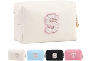 Tolmaiertu Trousse de Maquillage Personnalisée avec Initiales pour Femme, Trousse de Maquillage de Voyage, Trousse de Toilette, Cadeau d'anniversaire de Noël pour Femmes et Filles