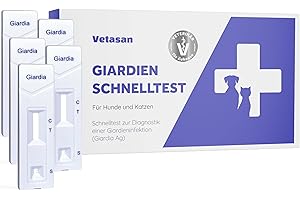 Vetasan 5X Giardien Schnelltest für Hund & Katze I Professioneller Giardientest zuverlässig & schnell I 98,3% Genauigkeit I Giardien Test, Giardia Test