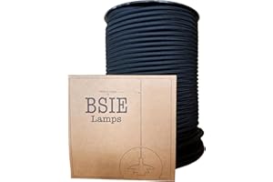 BSIE TYPEWRITERS Wysokiej jakości okrągły kabel elektryczny z czarnej tkaniny, 2 m, do majsterkowania i renowacji, tekstylny, elegancki i szykowny kabel do lamp i domowego biura