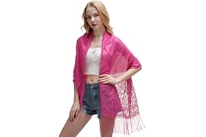 RIIQIICHY Bufanda Fular Mujer Fiesta Pashmina Elegante Encaje Fleco Chal Foulard