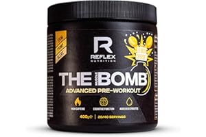 Reflex Nutrition The Muscle Bomb Caffeine Pre Workout Powder - 350mg Caffeine, 9g Citrulline Malate, 2.5g Beta Alanine - Energy, Pump & Focus for Explosive Workouts (Sherbet Lemon, 400g, 20 Servings)
