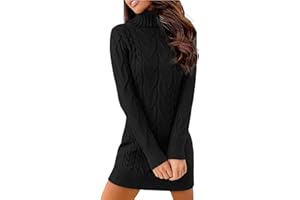 Uniexcosm Robe Longue Col Roulé Femme Manches Longues Robe Pull À Col Haut Coupe Près du Corps