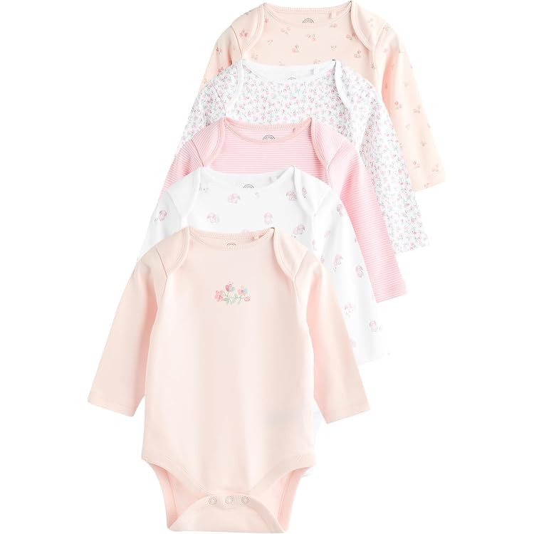 Lot De 7 Bodies Bébé Fille Manches Longues 100% Coton Pastel - Marque NEXT, Taille 3 Mois