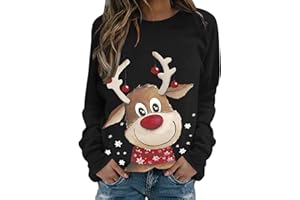 ZJKESDIOAW Christmas Jumpers for Women Ladies Santa Claus Xmas Printed Sweatshirt Cute Funny Hilarious Ugly Sweater