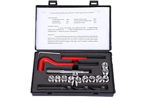 Jeanoko 17 pièces Kit de réparation de filetage M12x1.5 inserts de filetage en acier inoxydable filetage femelle réparation Kit d'assortiment d'accessoires pour pièces automobiles