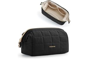 BAGSMART Make Up Tasche Schminktasche Klein Kosmetiktasche Damen, Reise Kulturbeutel, Reiseutensilien, Weit Zu öffnende Tasche Makeup Bag Schwarz