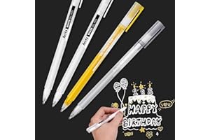 Arrtx White Silver Gold Gel Pen set, 1mm Gelly Roll Gel Ink Pen for Black Paper,Sketching,Drawing, Sketching, Writing, adult coloring books,Illustration, Highlight pen (2 white 1silver 1gold)