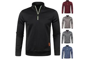 LUOLUOLUO Men's 1/4 Zip Pullover UK Sale Clearance, Fleece Sweatshirt Casual Jumper Long Sleeve T-shirt Top Stand Collar Sweater Plain Pullover Sports Leisure Workwear Quarter Zip Sweater Lightweight Jumpers