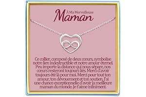 Temulnee Maman Collier Cadeau Fille Belle Maman Mere Cadeaux pour Belle Fille Cadeau Fetes Des Meres Mère Belle-Mère Mamounette Coeur Colliers Argent Original Idee Femme Anniversaire Bijoux