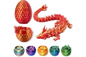 APDDHJ 3D Printed Dragon in Egg 8.5cm Flying Dragon With Flexible Articulated Wings Full Articulated Dragon Crystal Dragon Egg Articulated Dragon Easter Surprise Dinosaur Eggs for Fish Tank Garden Decoration