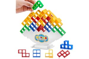 Anpole Balance and Play - Tetra Tower Stacking Blocks Game, Fun and Educational Entertainment for Kids, Board Games for Family, Parties, Travel Building Blocks (32 PCS)