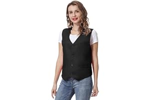 TOPTIE Unisexe Gilet de Costume avec Boutons Gilet de Couleur Unie