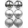 Smizzy Christmas Big Ball Ornaments 3 Different Patterns | Tree Balls with Hanging Loop for Xmas | Holiday | Wedding | Party Decoration | 7 cm Diameter | Pack of 6