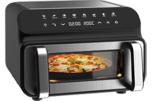 ‎ICEAGLE Iceagle Grill & Heißluftfritteuse 10L Airfryer XXL - Heissluftfriteuse mit Sichtfenster | Friteuse Air Fryer ohne Öl mit Digitalem Display, 8 Programmen, 2000W