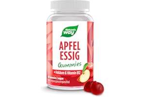 ‎NATURE'S WAY Apfelessig Gummies I 1000mg mit Vitamin B12 und Folsäure als Apfelessig Komplex I Stoffwechsel Anregen | Alternative zu Apfelessig Kapseln | vegane Gummibärchen | 60 Stk