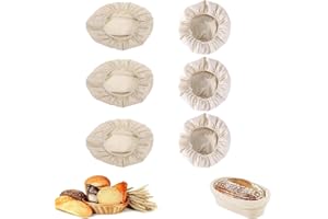 Sikweny 6 Pièces Tissu en Lin pour Banneton à Pain Réutilisable Tissu Fermenté Poussière et Adhérence Banneton pour Pain Haute Hygroscopicité de Campagne Baguette Pâte à Pizza au Levain