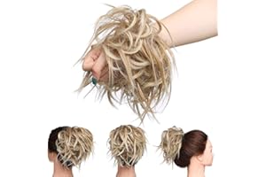 SILK-CO Hair Extensions Haarverlängerung Haarteil Dutt Haargummi Hochsteckfrisuren Haarknoten wie Echthaar 45 Gramm Honigblond & Bleichblond