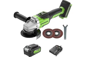 Greenworks GD24AGK4 Meuleuse d'Angle Sans Fil, Lame de Disque de 125 mm, 10500 tr/min, Gaucher ou Droitier, Batterie 24V 4Ah et Chargeur, Outillage, Exclusivité Amazon