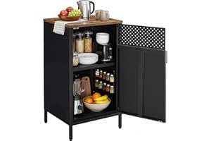 ‎SONGMICS SONGMICS Szafka do przechowywania, metalowa szafka z podwójnymi drzwiami, zamknięcie magnetyczne, regulowana półka, stelaż stalowy, 40 x 42,5 x 76 cm, brązowo-czarny vintage LSC101B01