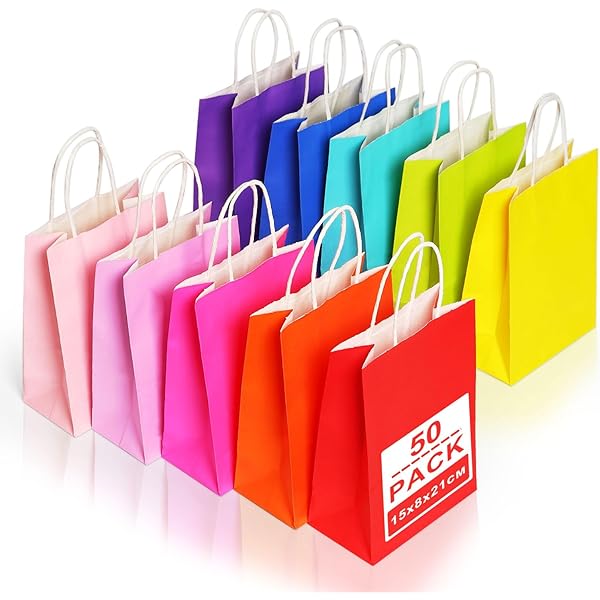 Sacchetti Regalo Bianchi 40 Pezzi Con Manici | Carta Kraft 130 Gsm | 27x21x11 Cm | Per Matrimoni, Compleanni E Natale